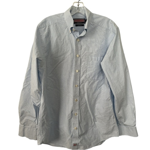 Vineyard Vines Other - Vineyard Vines 100% cotton white -blue checkered down shirt size M GUC B-2